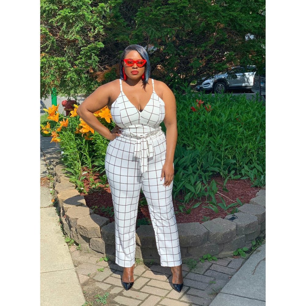 Cream and Black Tank and Capri Pant Set